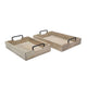 Rustic Accessory Tray Set of 2 | Black Iron Handles | Natural Beige