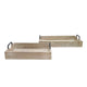 Rustic Accessory Tray Set of 2 | Black Iron Handles | Natural Beige