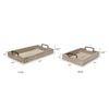 Rustic Accessory Tray Set of 2 | Black Iron Handles | Natural Beige