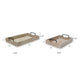 Rustic Accessory Tray Set of 2 | Black Iron Handles | Natural Beige