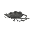 Decorative Leaf Accent Bowl Tray | 16" Antique Silver Aluminum