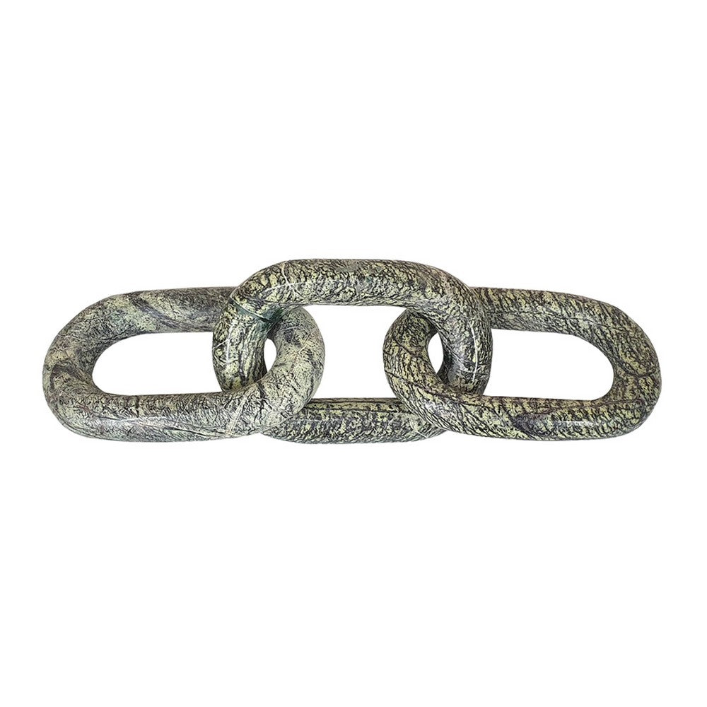 Tabletop Accent Chain Link Sculpture | 14" Natural Off Green Stone