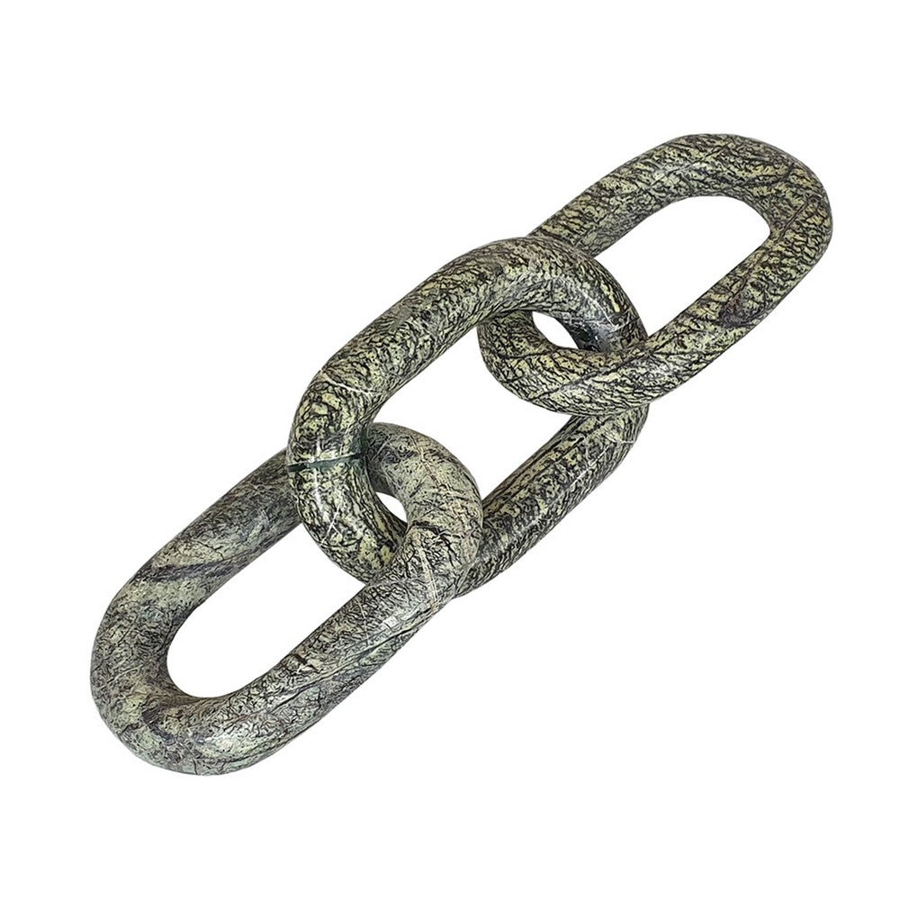 Tabletop Accent Chain Link Sculpture | 14" Natural Off Green Stone
