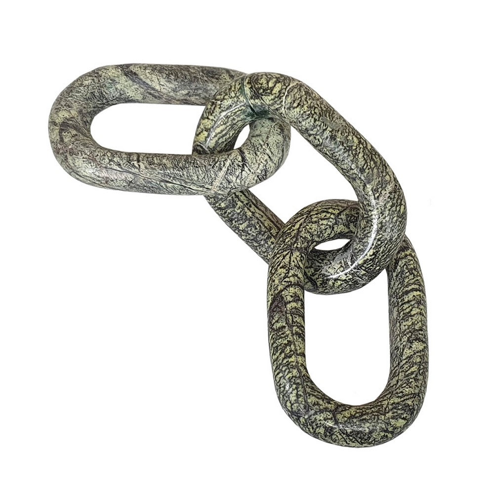 Tabletop Accent Chain Link Sculpture | 14" Natural Off Green Stone