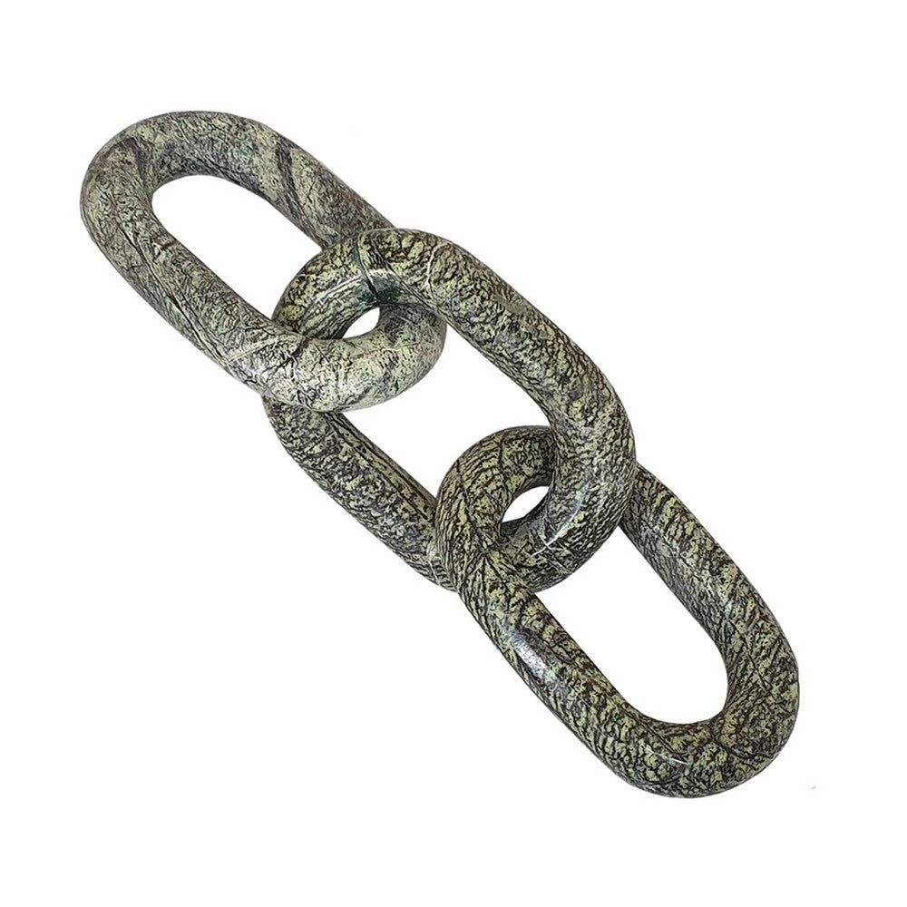 Tabletop Accent Chain Link Sculpture | 14" Natural Off Green Stone