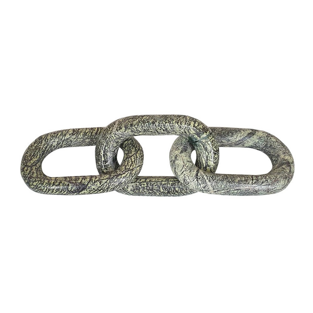 Tabletop Accent Chain Link Sculpture | 14" Natural Off Green Stone