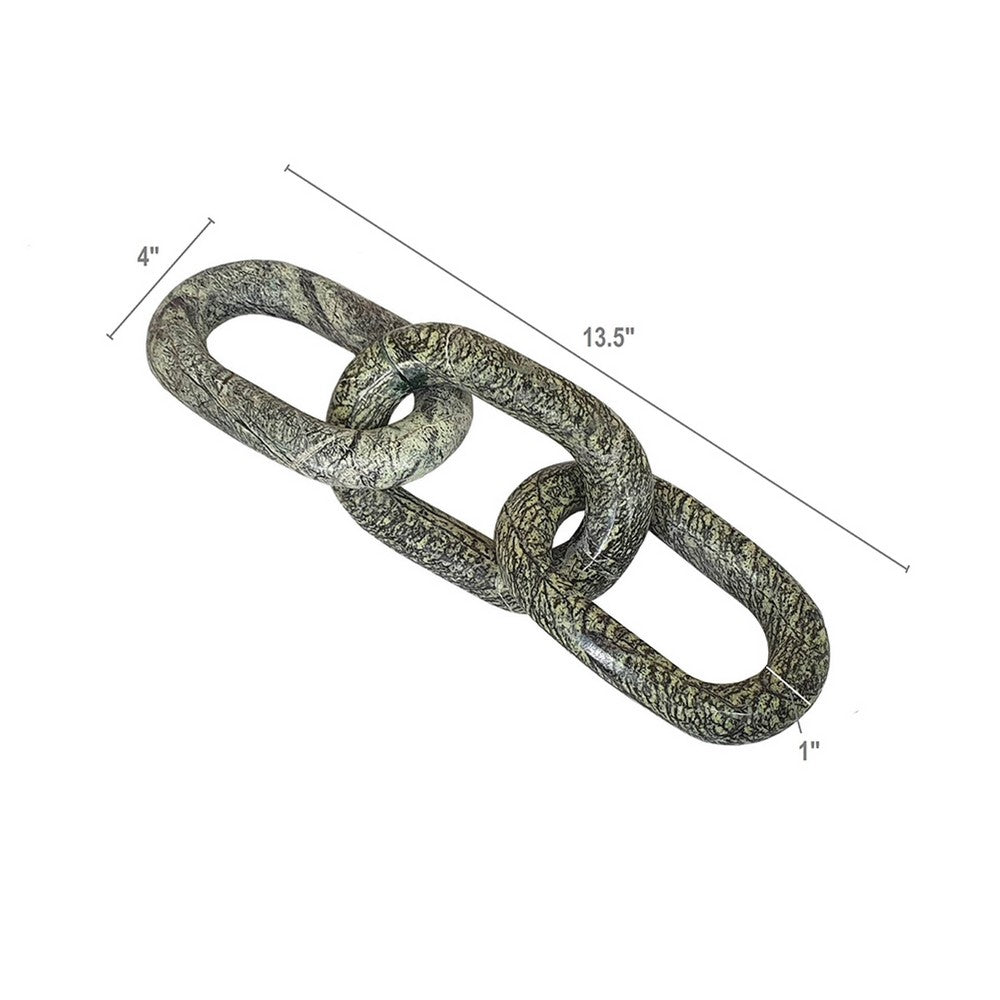 Tabletop Accent Chain Link Sculpture | 14" Natural Off Green Stone