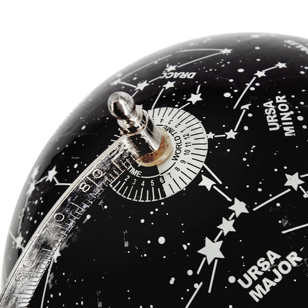 Decorative Constellation Globe | Black | White Marble Base | 12"