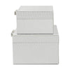 Decor Storage Boxes Set of 2 | White Faux Snakeskin with Gold Accents