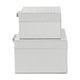 Decor Storage Boxes Set of 2 | White Faux Snakeskin with Gold Accents