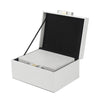 Decor Storage Boxes Set of 2 | White Faux Snakeskin with Gold Accents