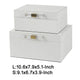 Decor Storage Boxes Set of 2 | White Faux Snakeskin with Gold Accents