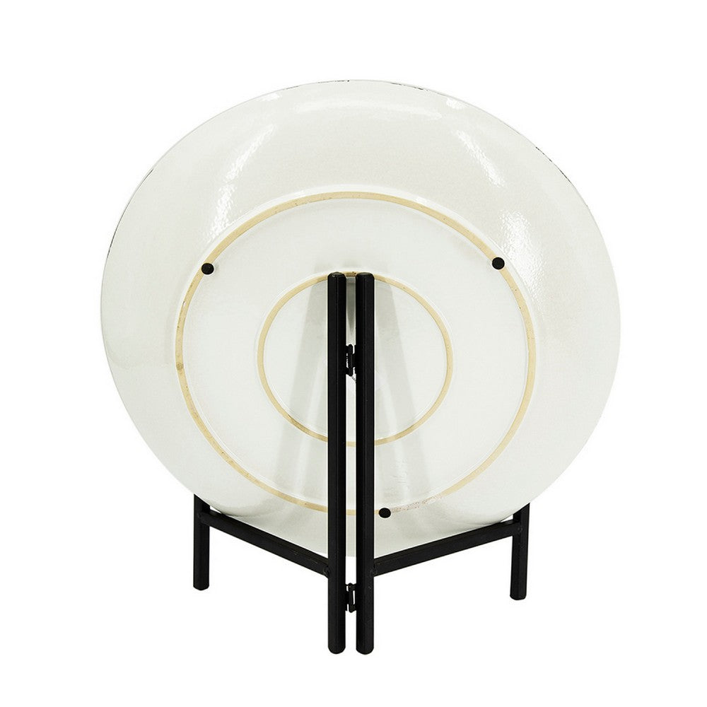 Decorative Charger Plate with Stand | Black & White Ceramic | 18"