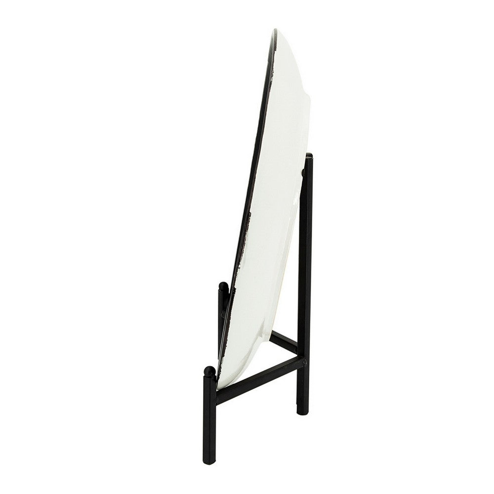 Decorative Charger Plate with Stand | Black & White Ceramic | 18"