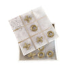 Leza Tic Tac Toe Game Set | White Marble with Gold Inlay | 12"