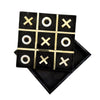 Leza Tic Tac Toe Game Set | Black Marble with Gold Inlay | 12"