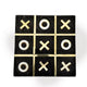 Leza Tic Tac Toe Game Set | Black Marble with Gold Inlay | 12"