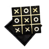 Leza Tic Tac Toe Game Set | Black Marble with Gold Inlay | 12"