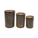 3pc Hurricane Candle Holders Set | Pierced Black with Gold Interior