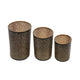 3pc Hurricane Candle Holders Set | Pierced Black with Gold Interior