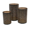 3pc Hurricane Candle Holders Set | Pierced Black with Gold Interior