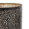 3pc Hurricane Candle Holders Set | Pierced Black with Gold Interior