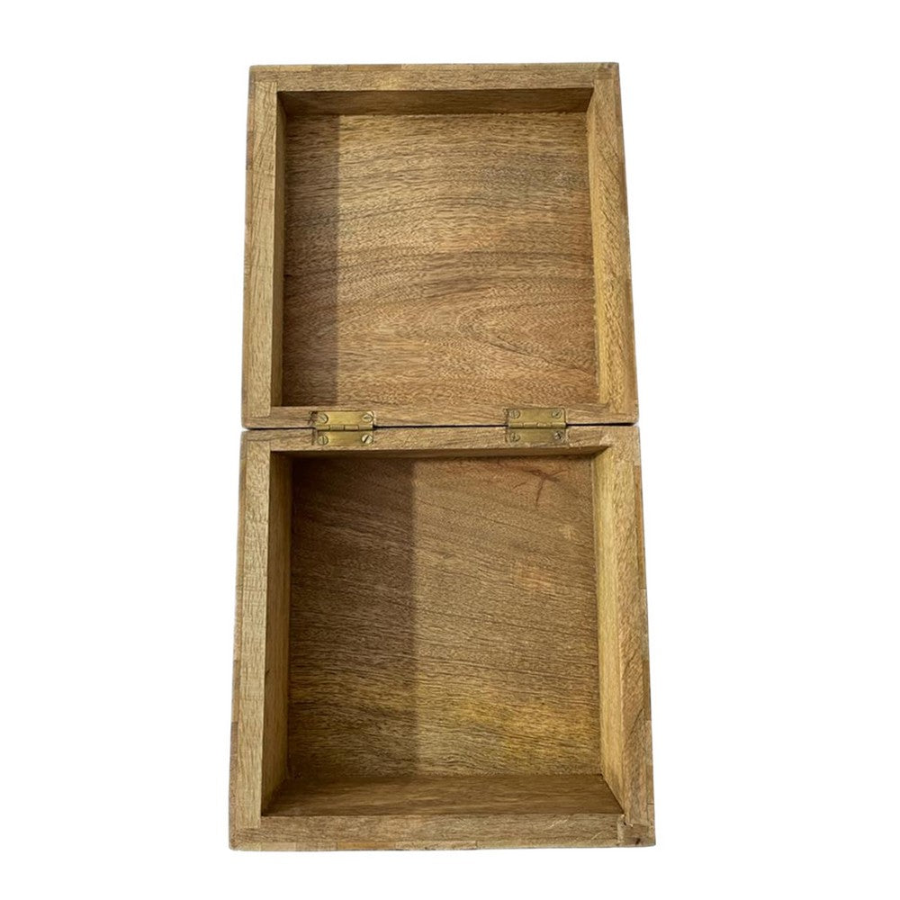 Decorative Storage Box | Sunburst Design | 8" Brown Mango Wood