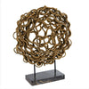 Decorative Tabletop Sculpture | Brown Rattan Intertwined | 20" Round