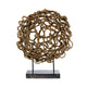Decorative Tabletop Sculpture | Brown Rattan Intertwined | 20" Round