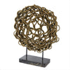 Decorative Tabletop Sculpture | Brown Rattan Intertwined | 20" Round