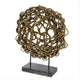 Decorative Tabletop Sculpture | Brown Rattan Intertwined | 20" Round