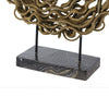 Decorative Tabletop Sculpture | Brown Rattan Intertwined | 20" Round