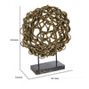 Decorative Tabletop Sculpture | Brown Rattan Intertwined | 20" Round