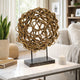 Decorative Tabletop Sculpture | Brown Rattan Intertwined | 20" Round