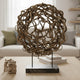 Decorative Tabletop Sculpture | Brown Rattan Intertwined | 20" Round