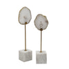 Decorative Statute Set of 2 | White Agate Stone & Marble | Gold Accent