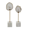 Decorative Statute Set of 2 | White Agate Stone & Marble | Gold Accent