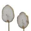 Decorative Statute Set of 2 | White Agate Stone & Marble | Gold Accent