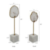 Decorative Statute Set of 2 | White Agate Stone & Marble | Gold Accent