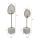 Decorative Statute Set of 2 | White Agate Stone & Marble | Gold Accent