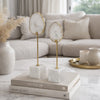 Decorative Statute Set of 2 | White Agate Stone & Marble | Gold Accent