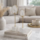 Decorative Statute Set of 2 | White Agate Stone & Marble | Gold Accent
