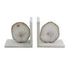 Hemi Agate Bookends Set of 2 | Glam White Natural Stone & Marble