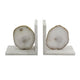 Hemi Agate Bookends Set of 2 | Glam White Natural Stone & Marble