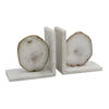 Hemi Agate Bookends Set of 2 | Glam White Natural Stone & Marble