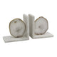 Hemi Agate Bookends Set of 2 | Glam White Natural Stone & Marble
