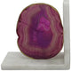 Hemi Agate Bookends Set of 2 | Glam Pink Natural Stone | White Marble