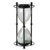 Iaon Hourglass Timer with White Sand | Tabletop 13" Black Iron Stand