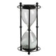 Iaon Hourglass Timer with White Sand | Tabletop 13" Black Iron Stand