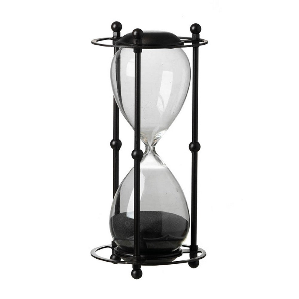 Iaon Hourglass Timer with Black Sand & Iron Stand | Tabletop 13"